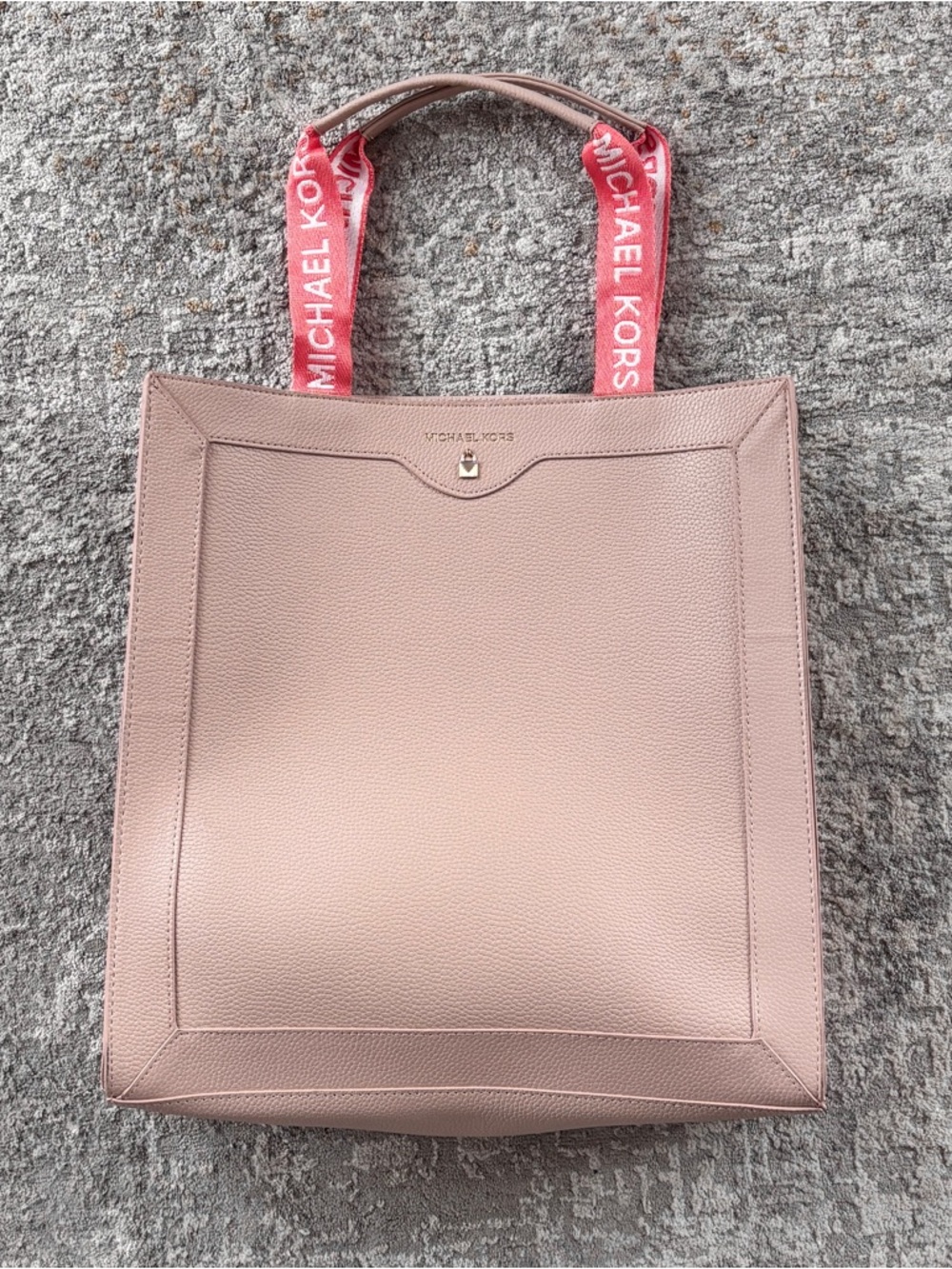 Michael Kors Blush Nude Textured Double Strap Tote Shoulder Bag